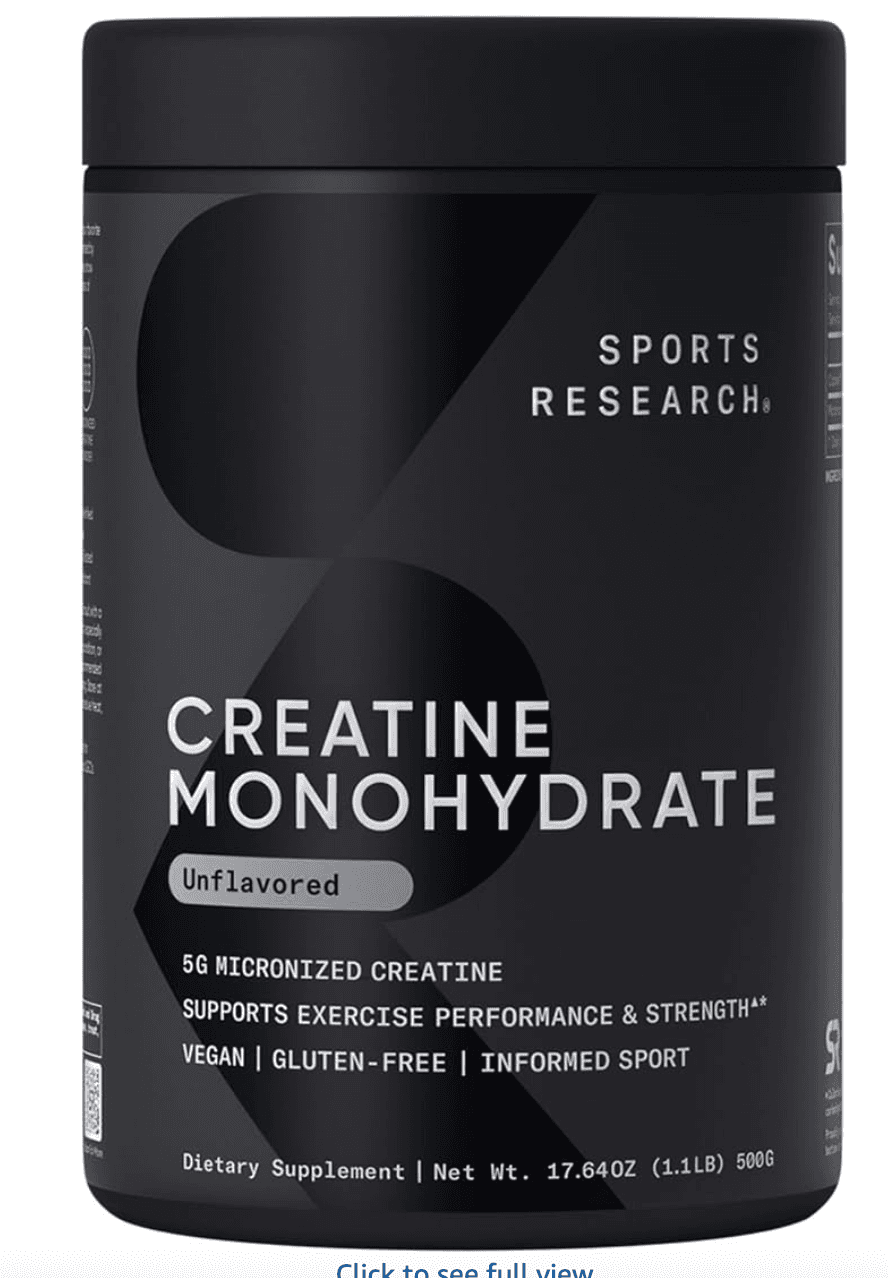 Sports Research creatine monohydrate supplement container